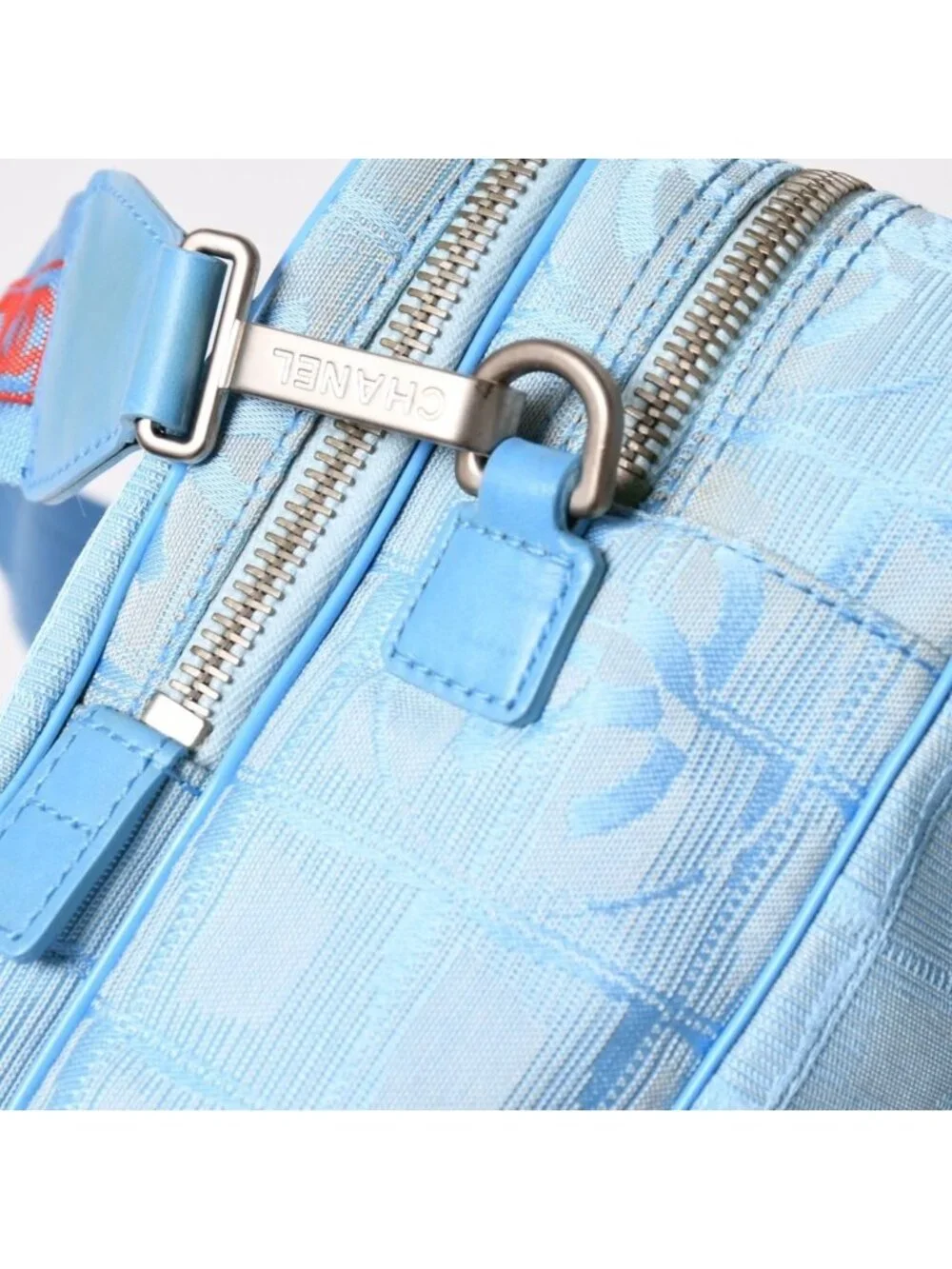 Chanel New Travel Line 2-Way Bag CC Logo Nylon Leather Blue